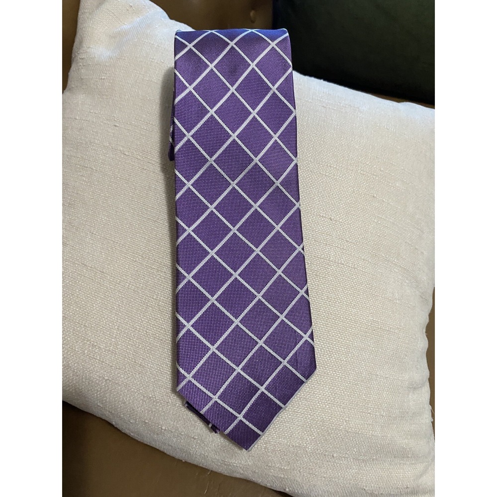 JOS A BANK Executive Collection 100% Silk‎ Tie Silver/Purple Formal Dress Tie